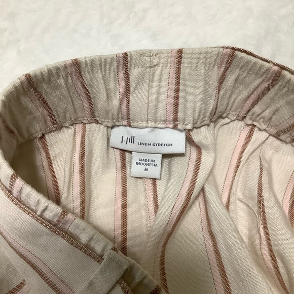 J. Jill Linen Stretch Jenna Crop Pants Striped Wide Leg Size Medium - Picture 4 of 10